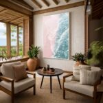 Quadro Canvas Mar Azul Areia Bege