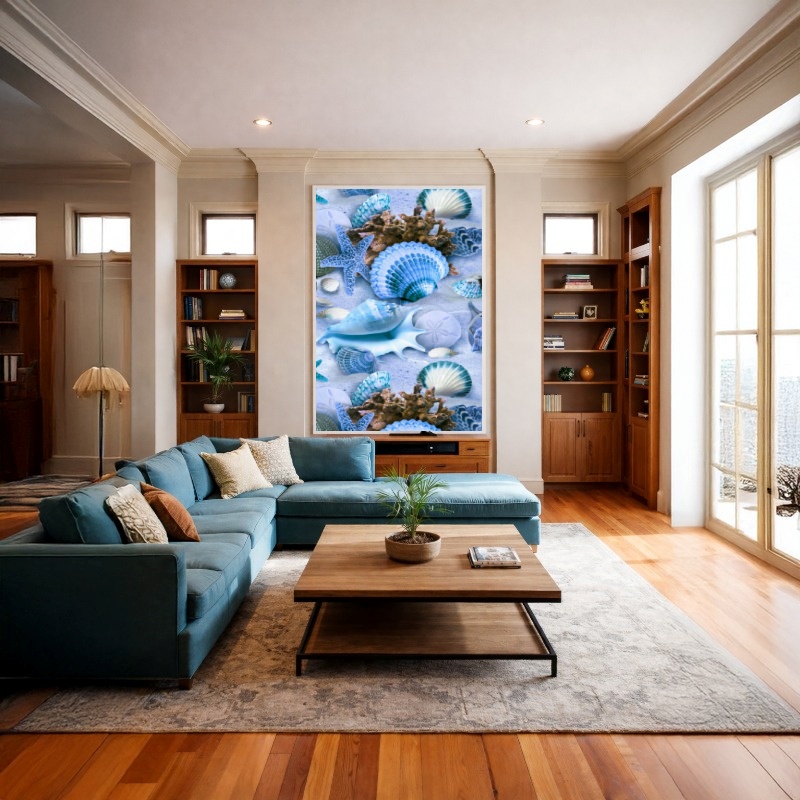 Quadro Canvas Mar Conchas Azuis