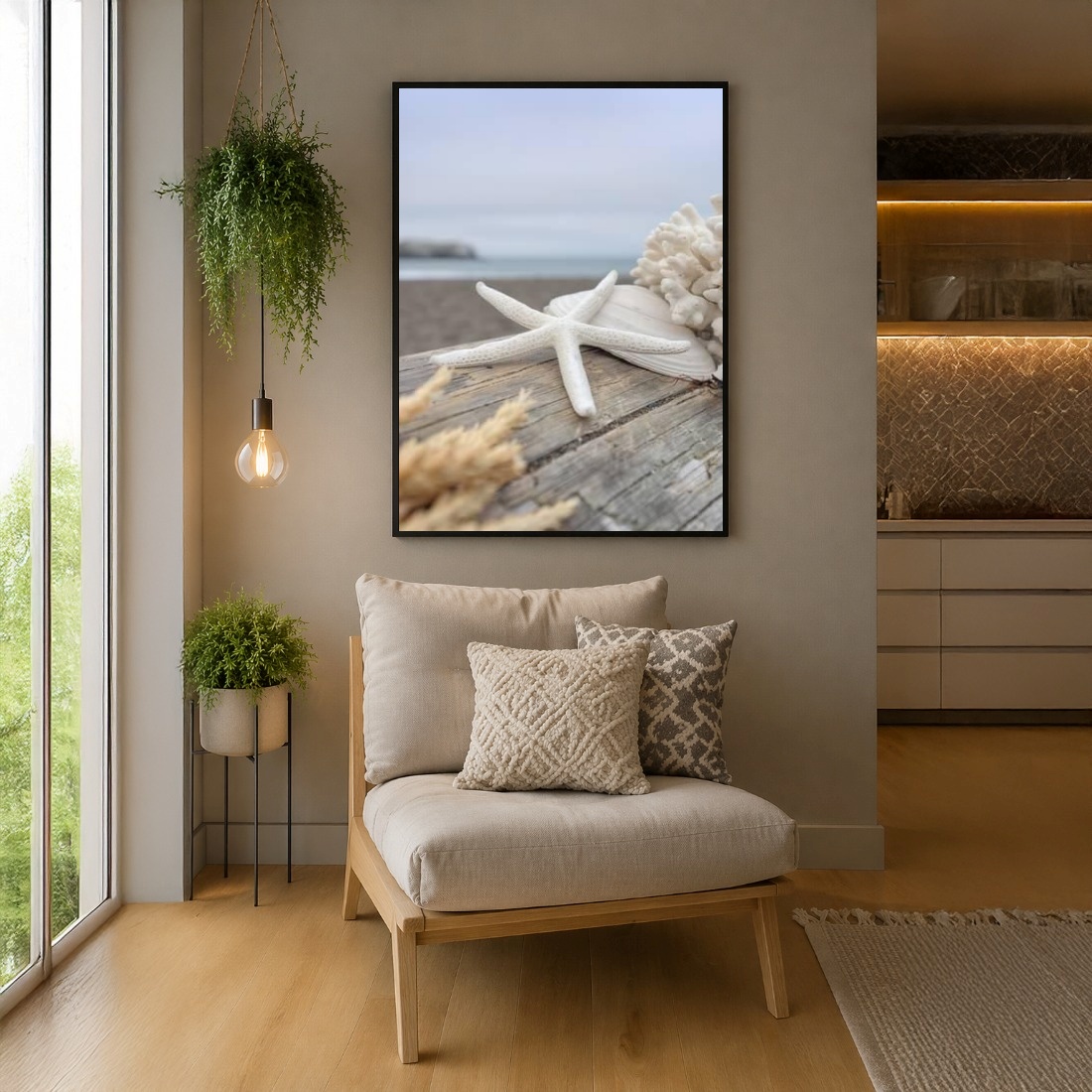 Quadro Canvas Mariscos Mar Branco