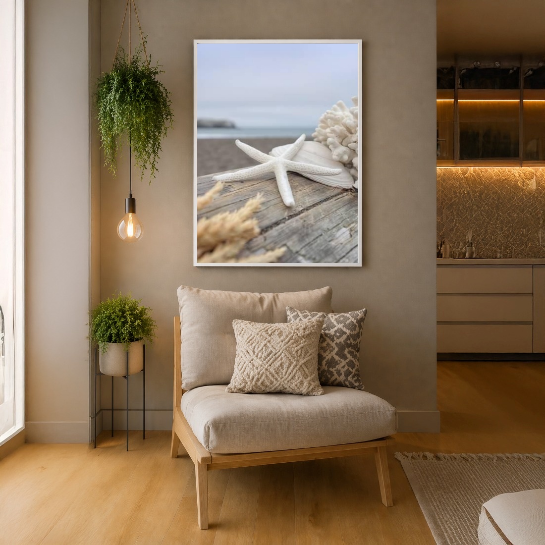 Quadro Canvas Mariscos Mar Branco