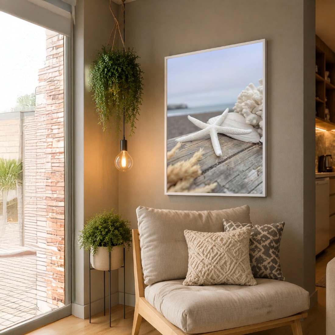 Quadro Canvas Mariscos Mar Branco