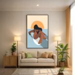 Quadro Canvas Mulher Nadando Mar Praia