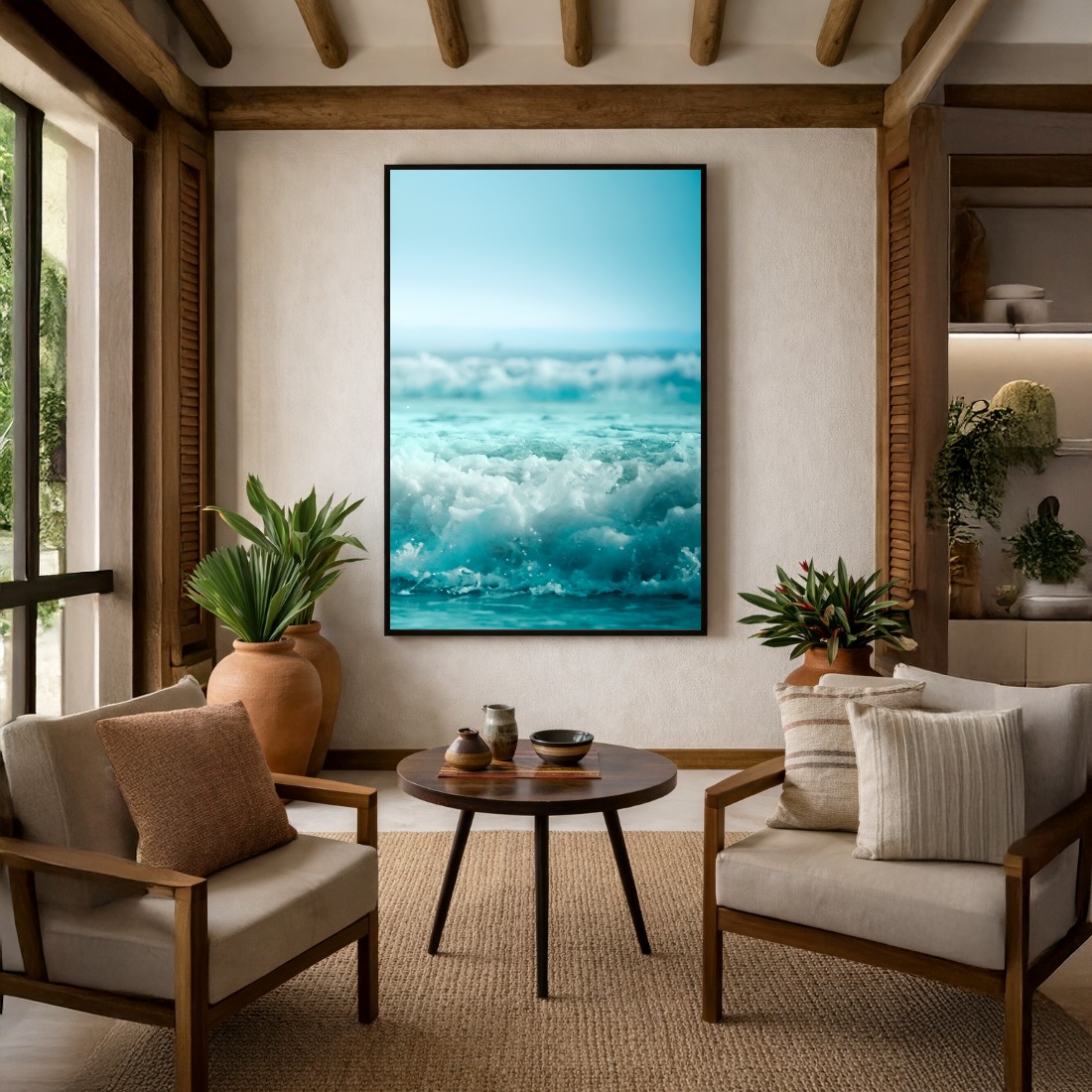 Quadro Canvas Ondas Mar Azul Turquesa