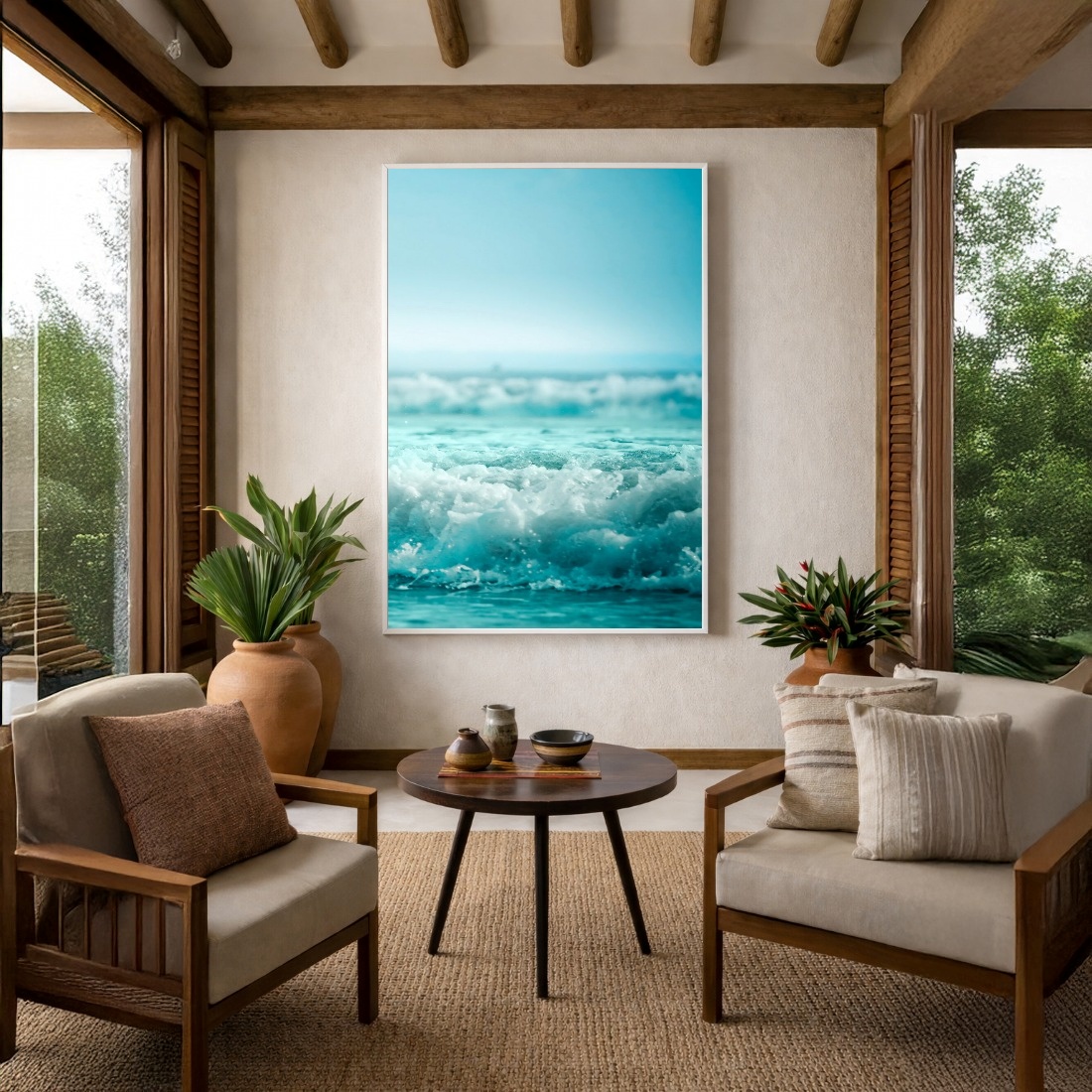 Quadro Canvas Ondas Mar Azul Turquesa