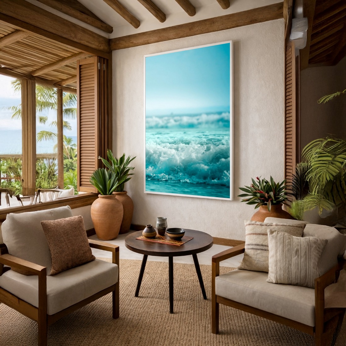 Quadro Canvas Ondas Mar Azul Turquesa