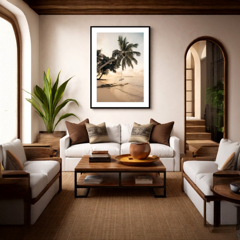 Quadro Canvas Palmeira Balanço Mar Praia