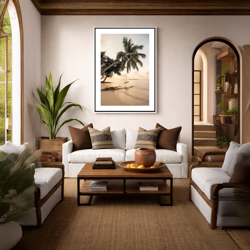 Quadro Canvas Palmeira Balanço Mar Praia