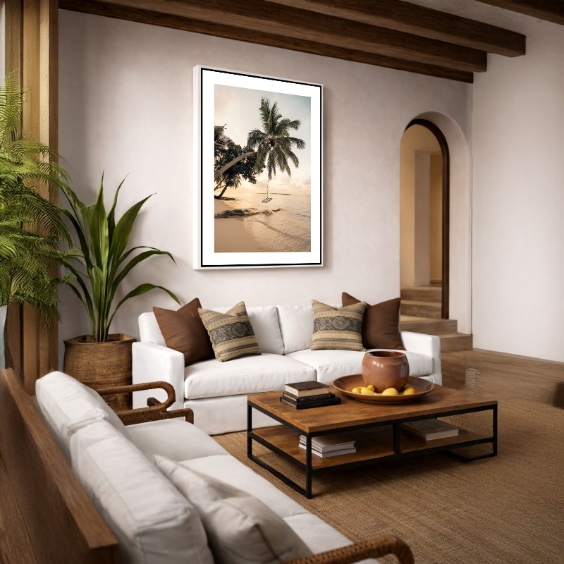 Quadro Canvas Palmeira Balanço Mar Praia