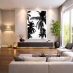 Quadro Canvas PeB Coqueiros Árvores
