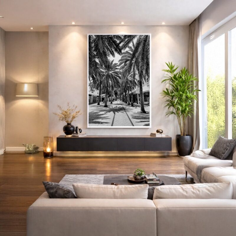 Quadro Canvas PeB Coqueiros Palmeiras Lojas