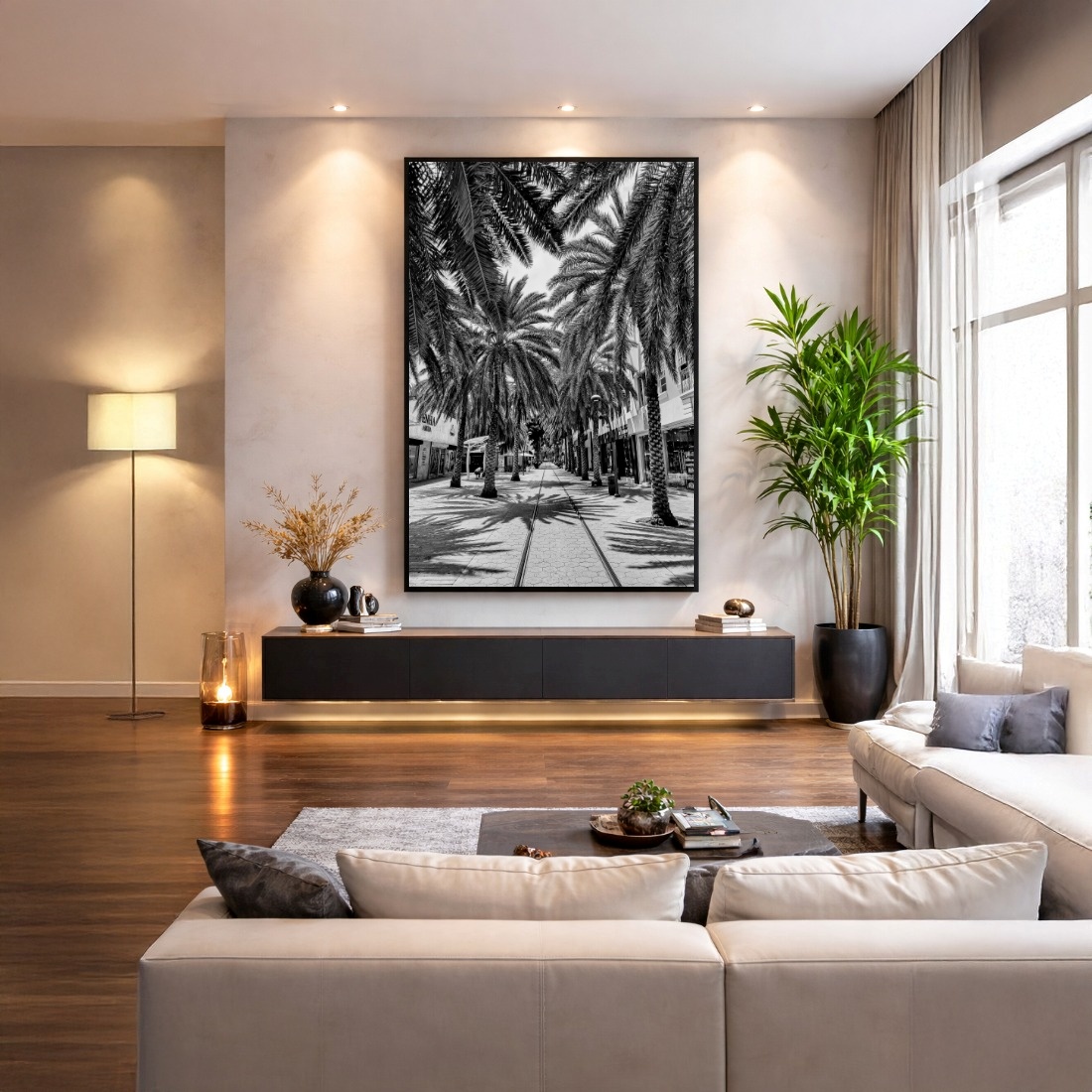Quadro Canvas PeB Coqueiros Palmeiras Lojas