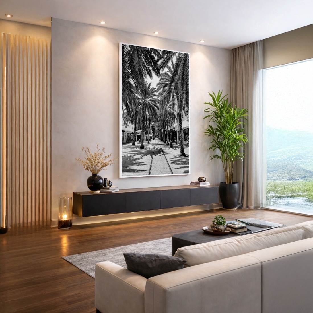 Quadro Canvas PeB Coqueiros Palmeiras Lojas