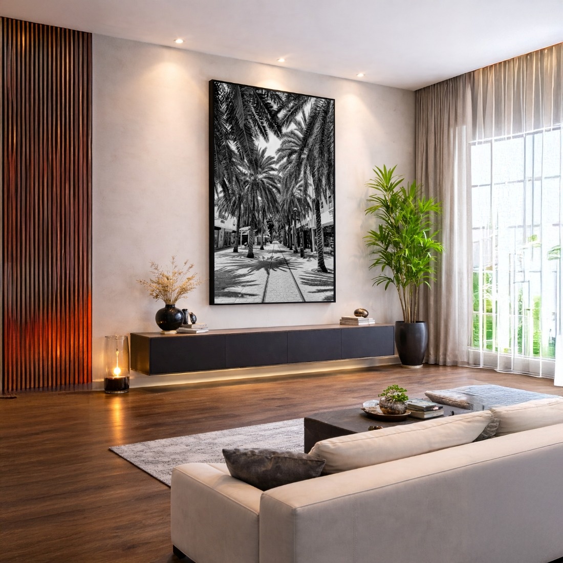 Quadro Canvas PeB Coqueiros Palmeiras Lojas