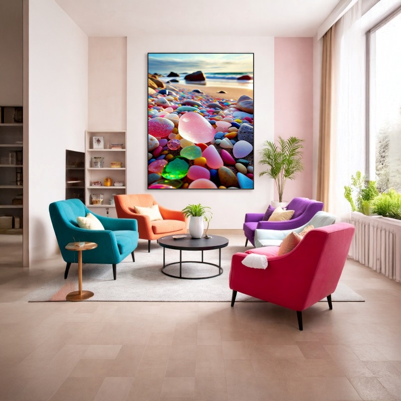 Quadro Canvas Praia Areia Vidro Cristal