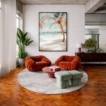 Quadro Canvas Praia Coqueiros Laranja Azul