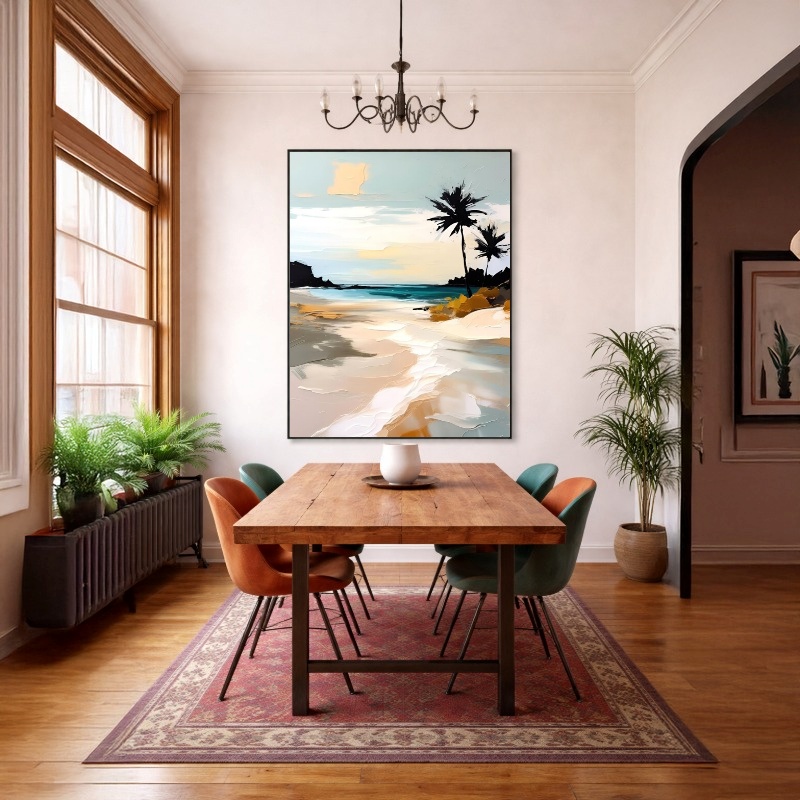 Quadro Canvas Praia Mar Palmeiras Abstrato