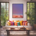 Quadro Canvas Praia Rosa Luar Roxo