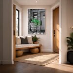 Quadro Canvas Preto Branco e Verde Rústico