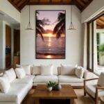 Quadro Canvas Sol Mar Palmeiras