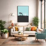 Quadro Canvas Surfista Azul Desenho