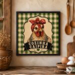 Quadro Galinha Cozinha Caipira - 33x33 Cm