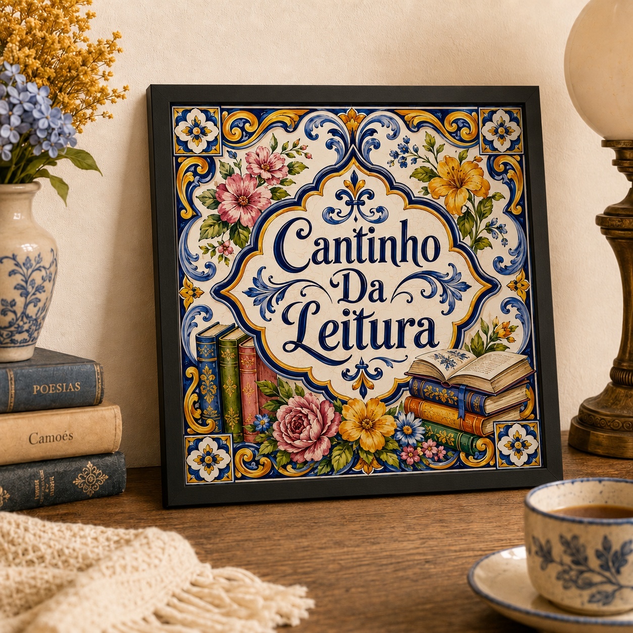 Quadro Cantinho da Leitura - 33x33 Cm