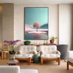 Quadro Canvas Árvore Rosa Gelo Branco