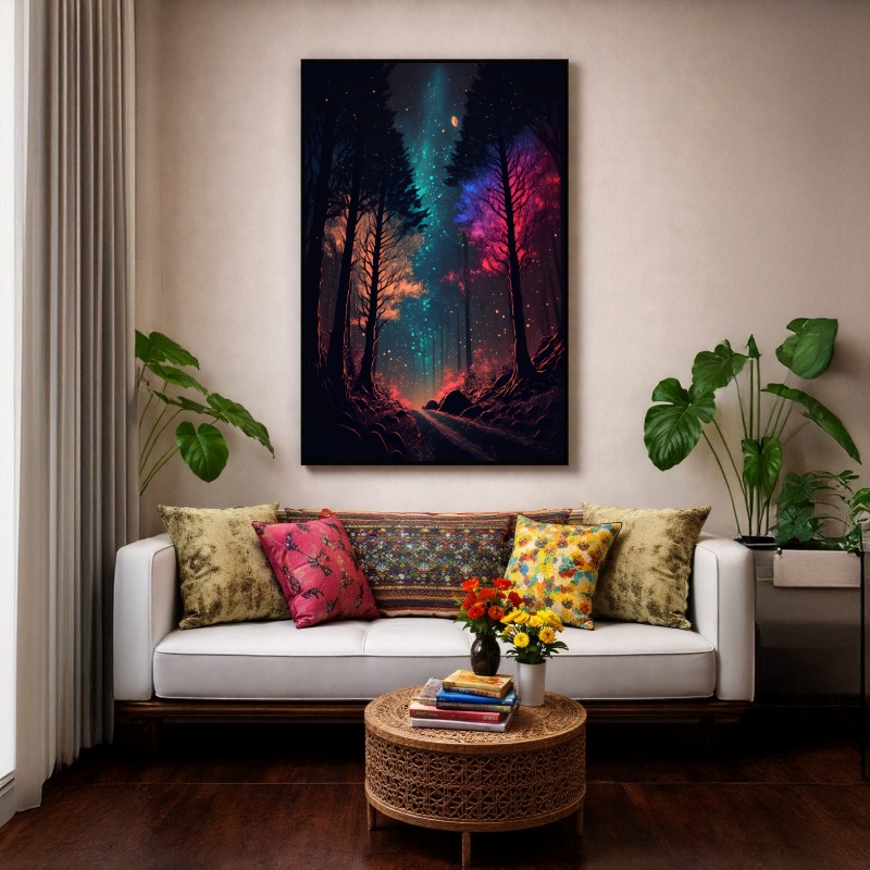 Quadro Canvas Aurora Boreal Noite Brilhante