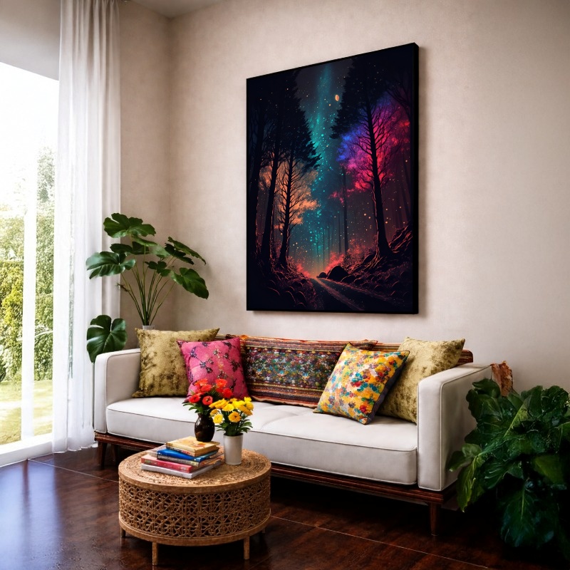 Quadro Canvas Aurora Boreal Noite Brilhante