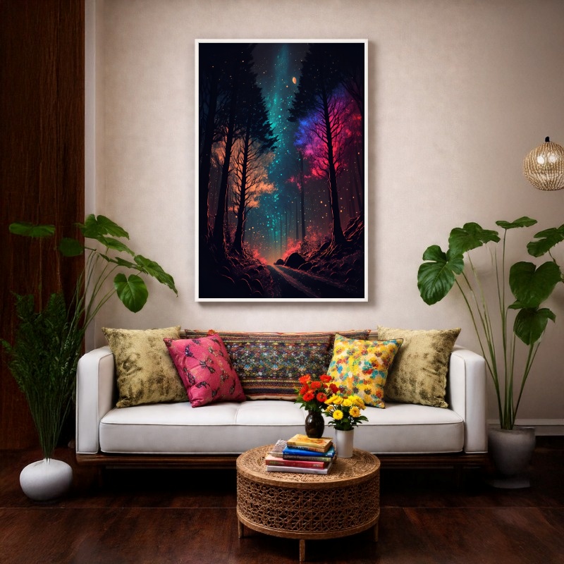 Quadro Canvas Aurora Boreal Noite Brilhante