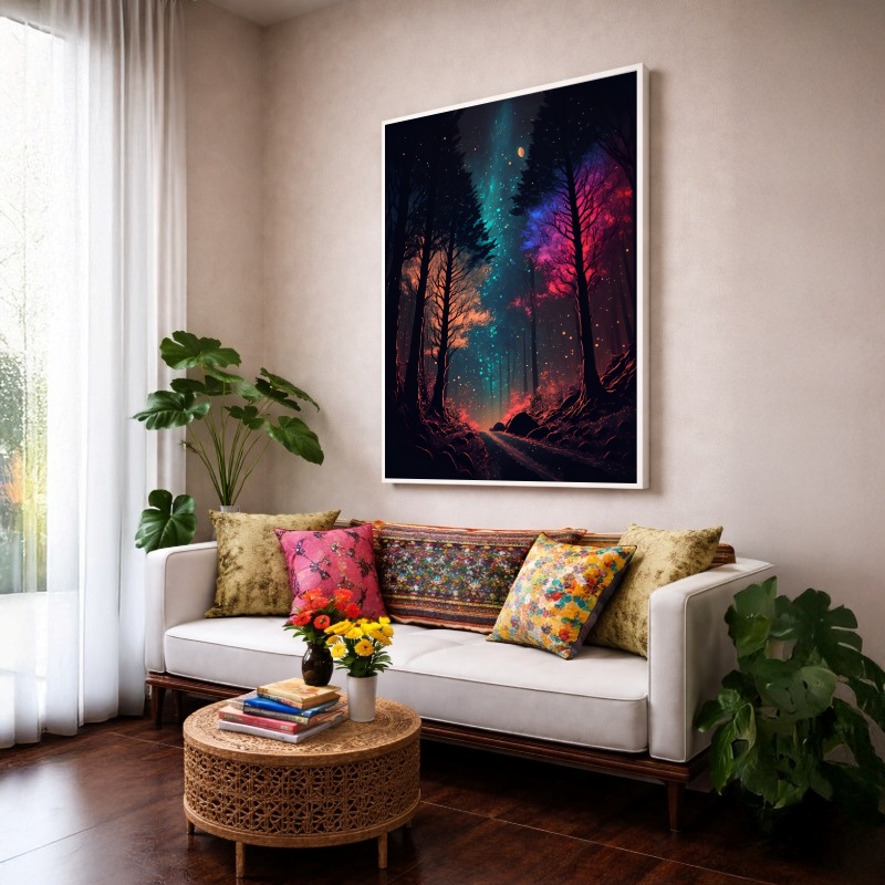 Quadro Canvas Aurora Boreal Noite Brilhante