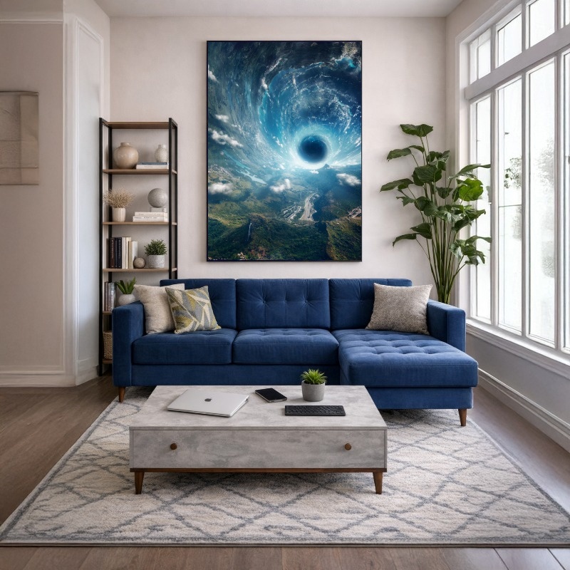 Quadro Canvas Azul Universo Céu Místico