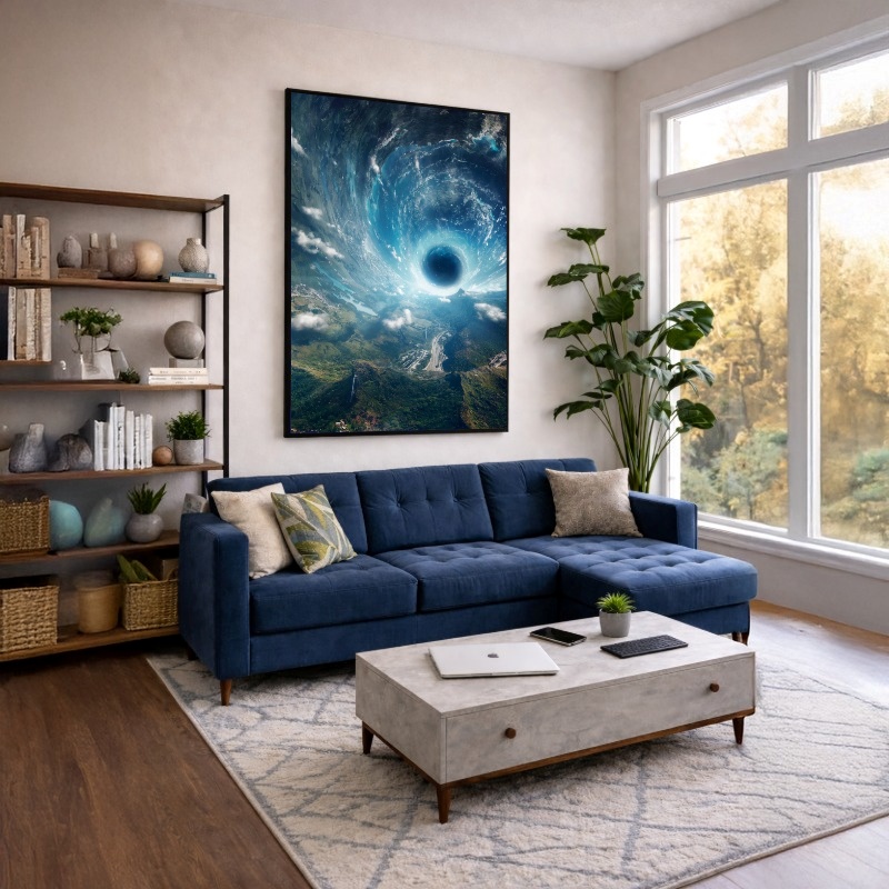 Quadro Canvas Azul Universo Céu Místico