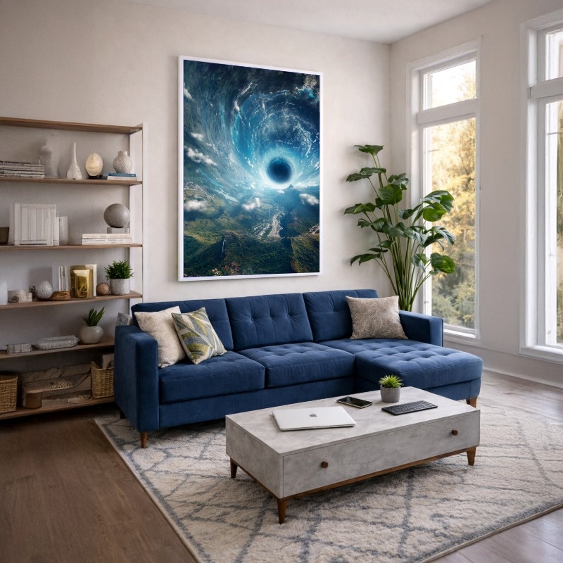 Quadro Canvas Azul Universo Céu Místico