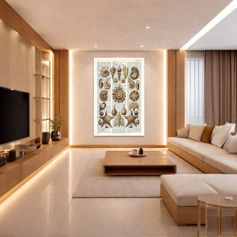 Quadro Canvas Bege Animais Marinhos Mar