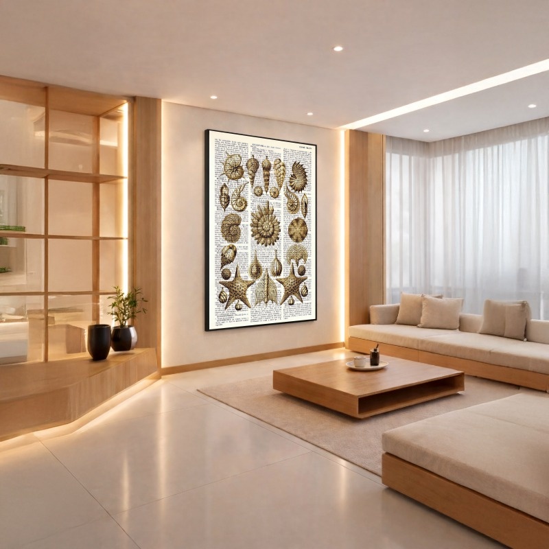 Quadro Canvas Bege Animais Marinhos Mar