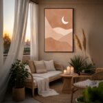 Quadro Canvas Bege Desenho Lua