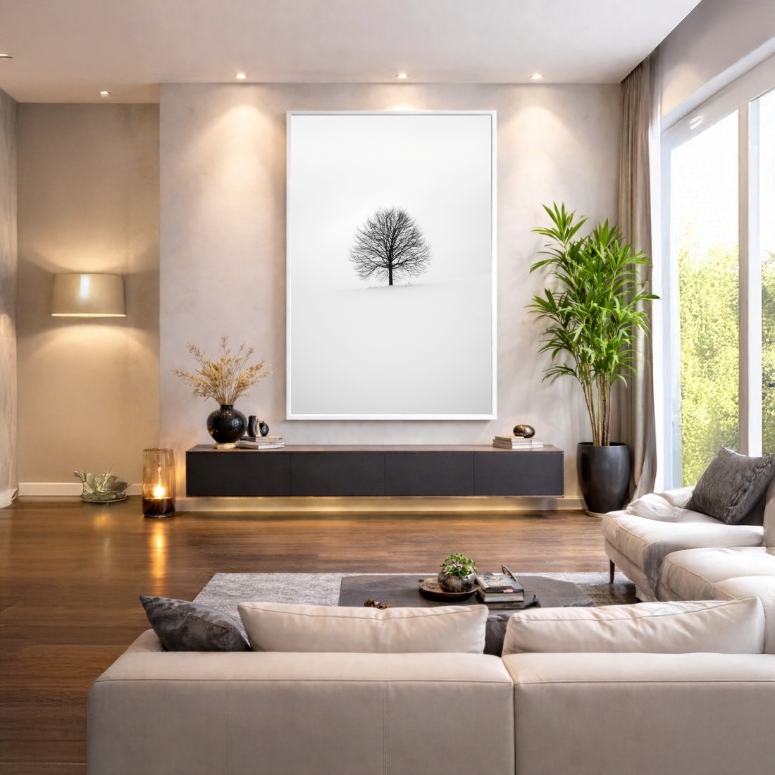 Quadro Canvas Branco Árvore Inverno Neve