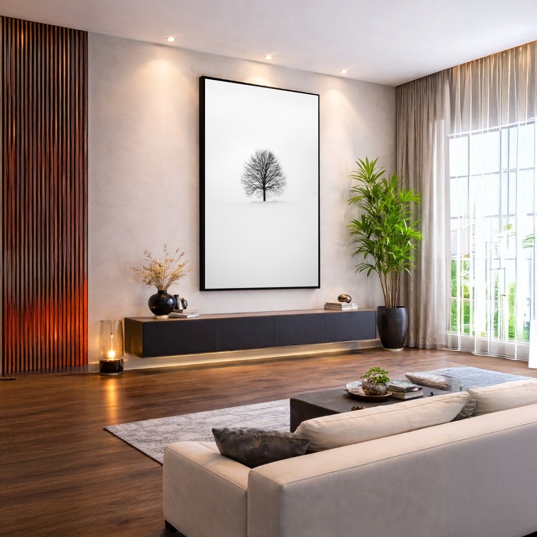 Quadro Canvas Branco Árvore Inverno Neve