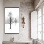 Quadro Canvas Branco Árvores Neve Inverno