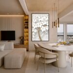Quadro Canvas Branco Dourado Flores
