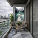 Quadro Canvas Canoa Lago Inverno Neve