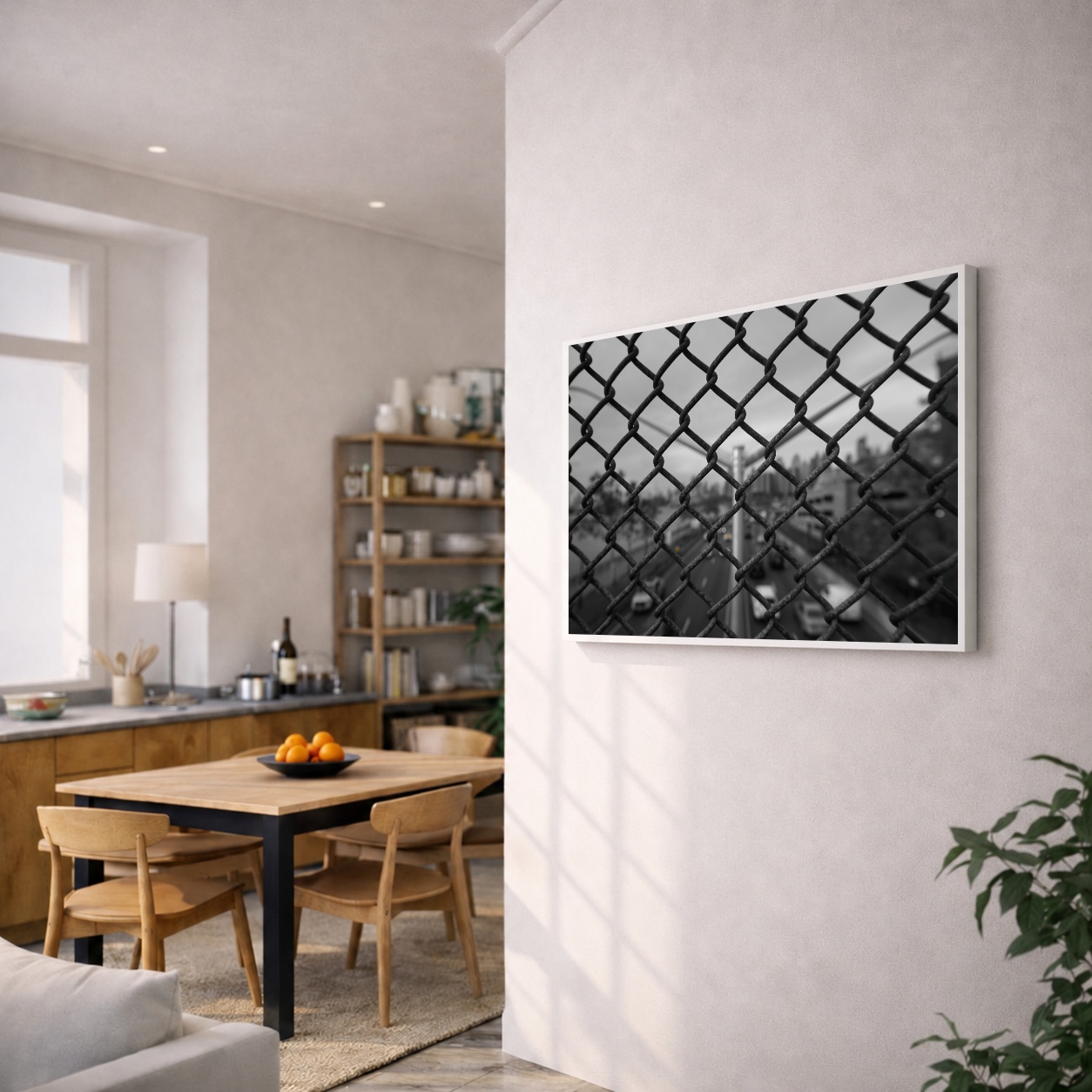 Quadro Canvas Cidade Rodovia Carros Cinza