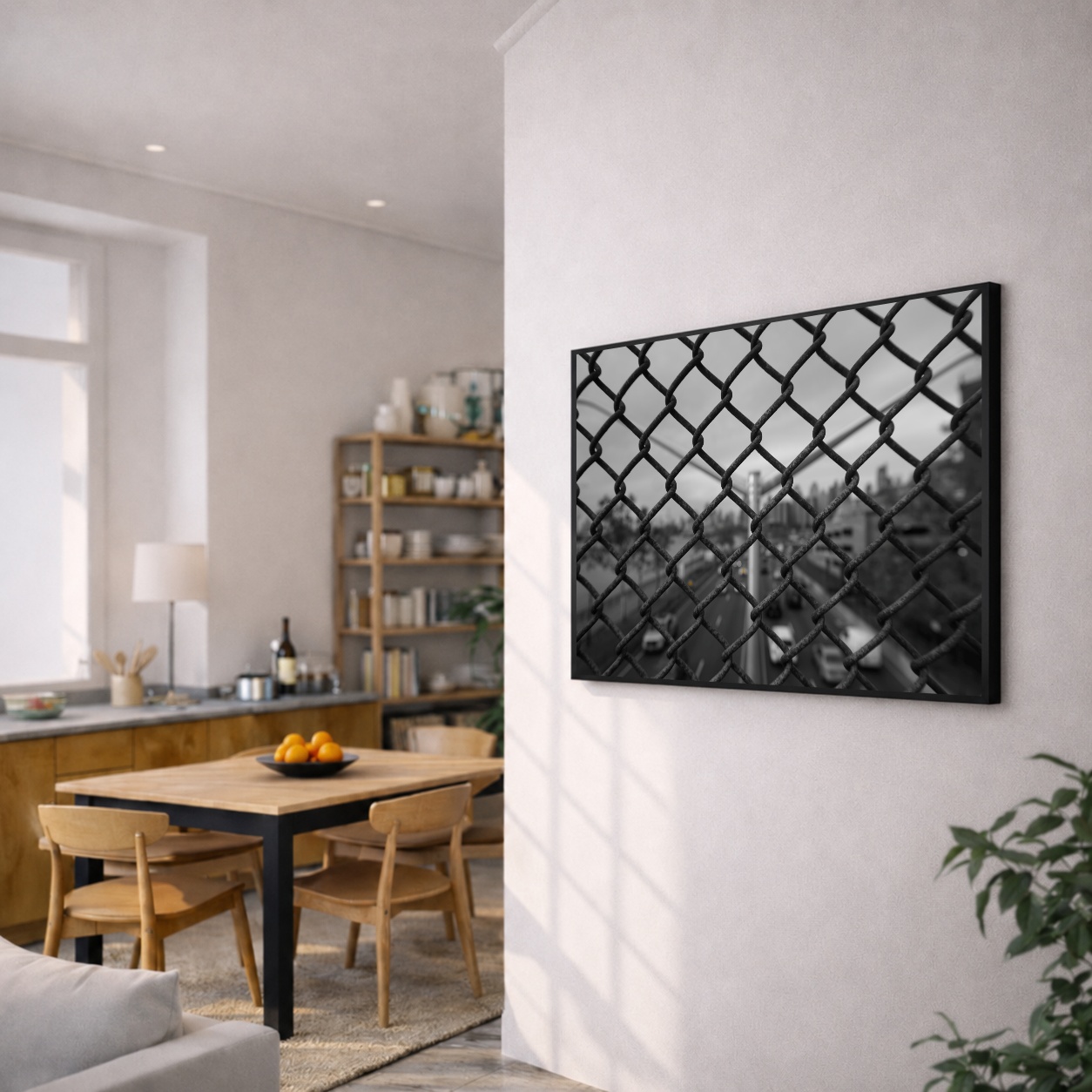 Quadro Canvas Cidade Rodovia Carros Cinza