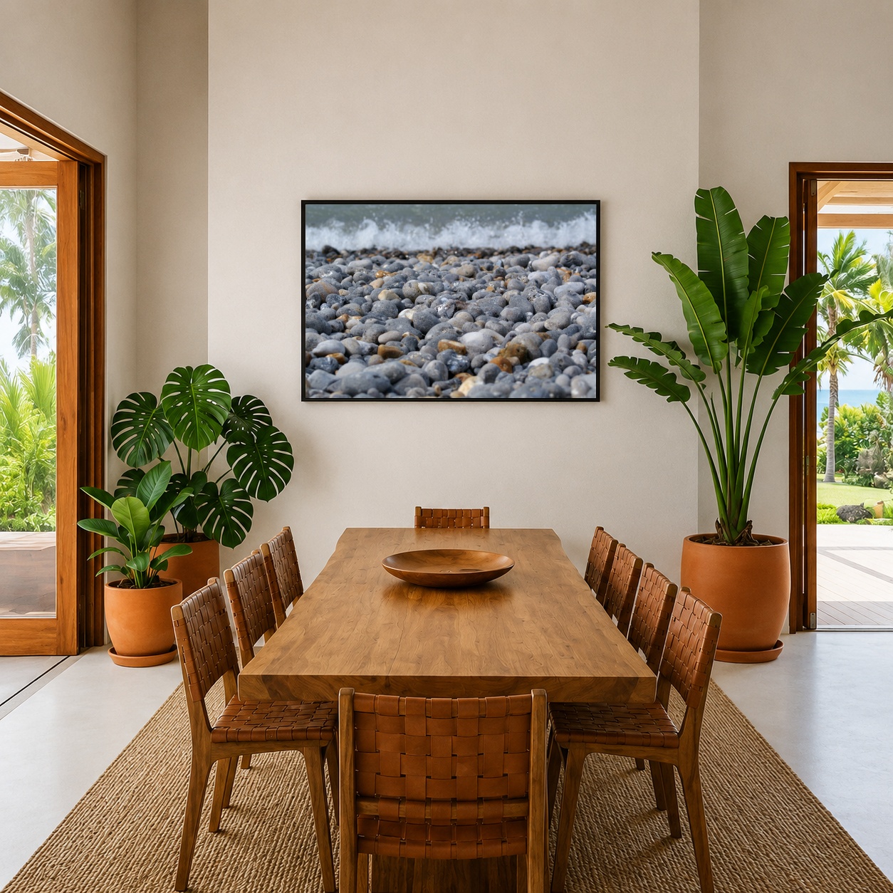 Quadro Canvas Cinza Pedras Praia Mar