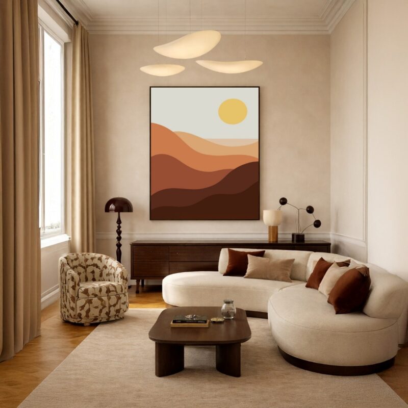 Quadro Canvas Desenho Sol Marrom
