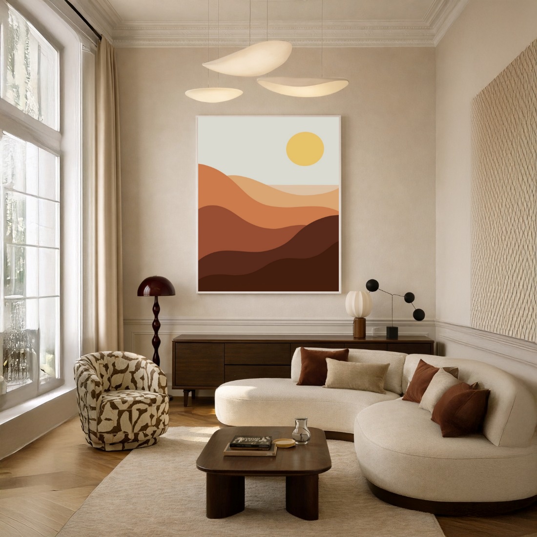 Quadro Canvas Desenho Sol Marrom