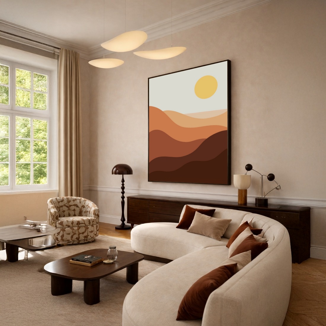 Quadro Canvas Desenho Sol Marrom