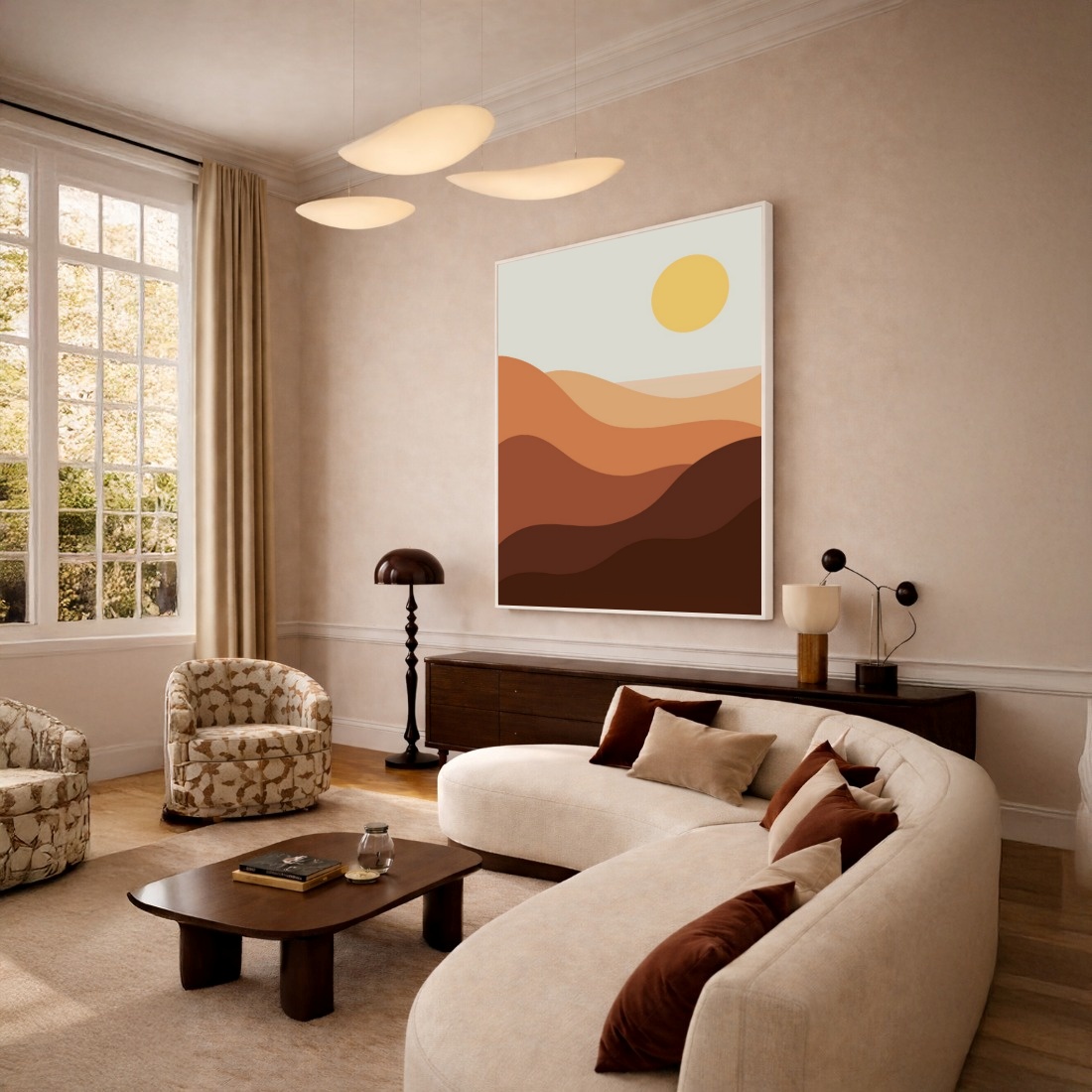 Quadro Canvas Desenho Sol Marrom
