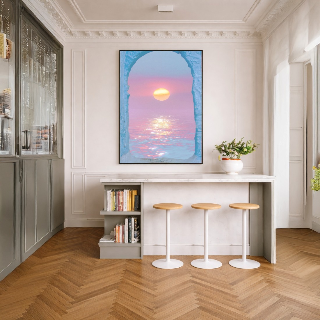 Quadro Canvas Entardecer Iluminado Brilhante Bege